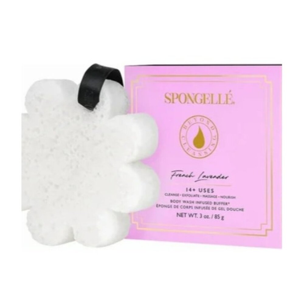 Spongelle French Lavender Body Wash Infused Buffer Soap Sponge Shower‎ Scrubber